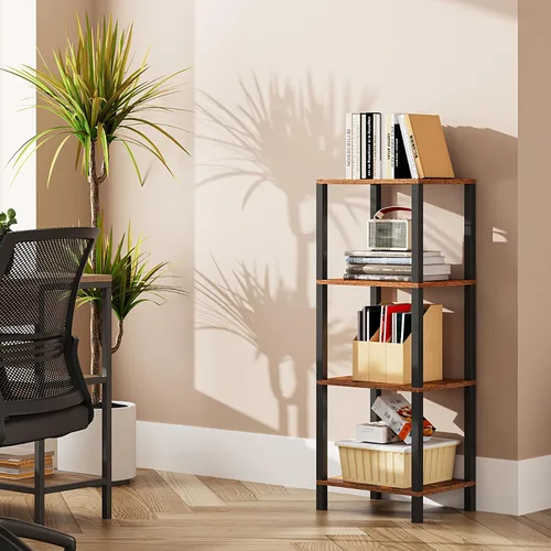 Vista 20 de TUTOTAK Estantería para libros de 4 niveles, estantería estrecha para espacios pequeños, estantería apilable de bricolaje, para sala de estar Negro
