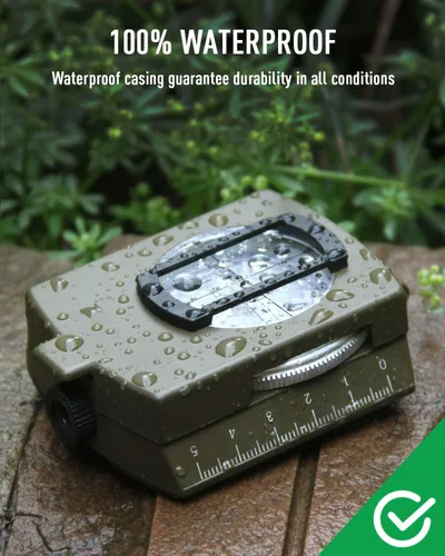 Vista 6 de Eyeskey Brújula Militar de Supervivencia Táctica Multifuncional con Cordón y Bolsa Impermeable y Resistente a los Impactos Brújula