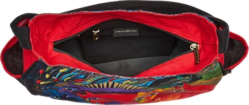 Vista 5 de Laurel Burch 80367 Hobo Medium Zipper Top 15" X4.5" X9", Wild Horses of Fire