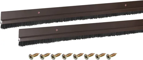 Vista 12 de uxcell 2 piezas barredor de cepillo inferior para puerta forma H base de aleación de aluminio con cepillo de nailon de 0.4 pulgadas para hogar