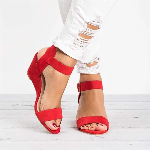 Vista 2 de Sandalias casuales de verano para mujer, sandalias de cristal cómodas con punta abierta, sandalias planas para playa, viajes, zapatos romanos