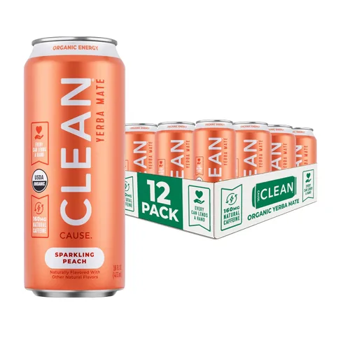 Vista 7 de Gaseosa de yerba mate de mora, orgánica, baja en calorías y azúcar (160 mg de cafeína), latas de 16 onzas, paquete de 12 unidades – CLEAN Cause – El