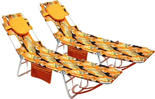 Vista 16 de SUNNYFEEL Lay Flat Silla de bronceado, tumbona boca abajo, reclinable de 5