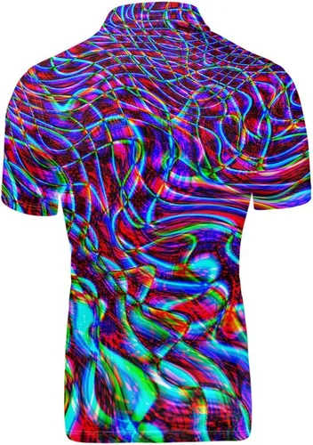 Vista 2 de HUGS IDEA Novedoso verano colorido de los hombres de manga corta de la blusa de la camisa camisetas tops camisetas