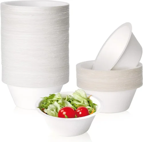 Vista 9 de ECOLipak Paquete de 150 cuencos de papel desechables de 12 onzas, cuencos biodegradables compostables de alta resistencia, hechos de bagazo natural