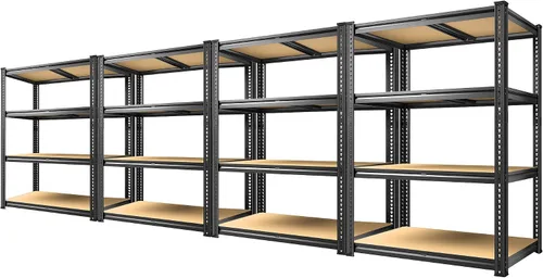 Vista 7 de REIBII Estantería de garaje de 60.1 pulgadas de alto, estantes de almacenamiento resistentes, 1800 libras, estantes de metal de 4 niveles ajustables