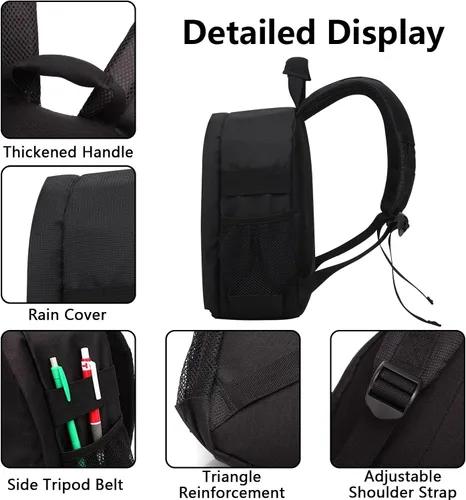 Vista 3 de Mochila para cámara profesional para cámara DSLR/SLR sin espejo, mochila de fotografía para mujeres y hombres, fotógrafos, funda para cámara