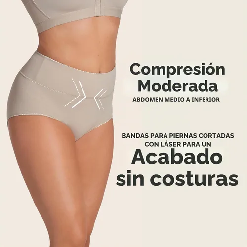 Vista 2 de Leonisa Bragas de compresión adelgazantes de cintura alta, ropa interior con control de abdomen para mujer Beige