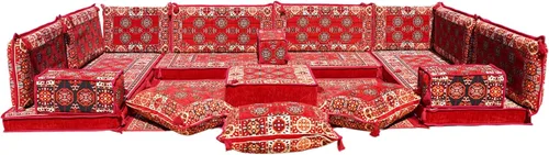 Vista 171 de arabicsofa Sofá en forma de U de estilo árabe para el suelo – Juego de Majlis hecho a mano – Sofá de estilo bohemio