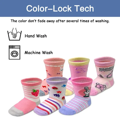 Vista 5 de SkiBeaut Calcetines antideslizantes para niños y niñas de 1 a 7 años, 12 pares de calcetines para niños y niñas