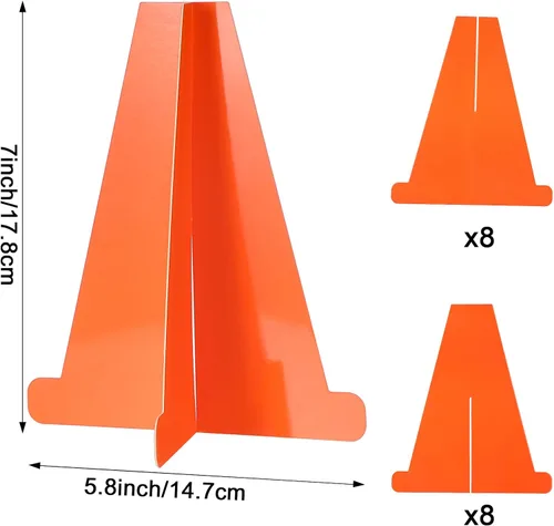 Vista 2 de Affrolling 8 centros de mesa de autos de carreras para mesas, conos pequeños de tráfico naranjas de 7 pulgadas, suministros de fiesta de cumpleaños