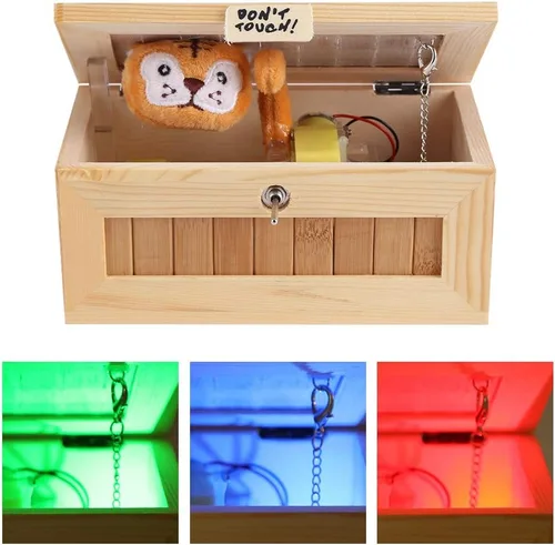 Vista 2 de Cryfokt Dont Touch - Caja de madera electrónica USB para ahorrar dinero, divertida e interactiva, juguete para aliviar el estrés, decoración