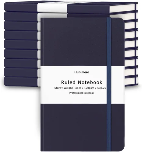 Vista 20 de Huhuhero - Diario para cuaderno con líneas, papel grueso de 120 g/m², cuaderno a rayas para la universidad, cuadernos de tapa dura para tomar notas