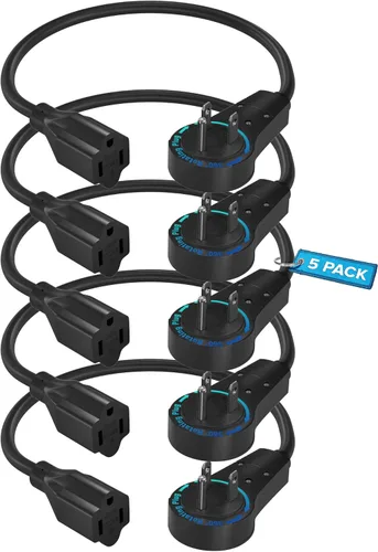 Vista 14 de Maximm Cable de extensión de enchufe plano giratorio de 360°, cable de extensión de 3 clavijas, cable de alimentación de 16 Awg, color negro