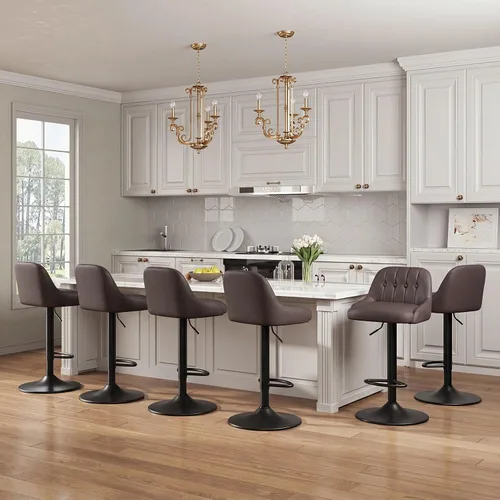 Vista 13 de MALOL Bar Stools Set of 1, Swivel Bar Chairs, Modern Adjustable PU Leather Upholstered Barstools Counter Height with Tufted Back for Bar, Kitchen