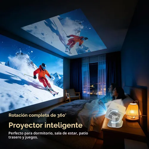 Vista 7 de Proyector para exteriores con Netflix integrado, soporte 4K, proyector inteligente de brillo 3500 con WiFi y Bluetooth, enfoque automático y Plateado