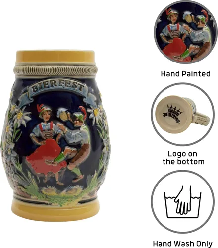 Vista 3 de OktoberfestHaus Oktoberfest - Tazas para el festival de la cerveza alemana, jarra de cerámica para amantes de la cerveza, jarras para cerveza