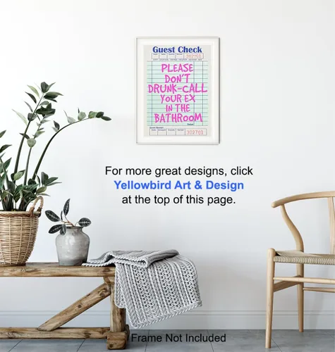 Vista 6 de Arte de pared de baño preppy para mujeres - divertido y moderno letrero de baño para invitados - imágenes de accesorios de baño rosa retro moderno
