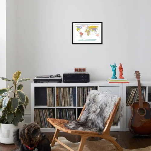 Vista 4 de AllPosters Ekler - Mapa del mundo con estampado giclée de alta calidad en marco negro, 18 x 12 pulgadas