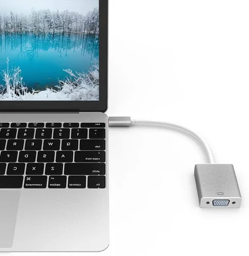 Vista 5 de Adaptador USB-C a VGA, convertidor USB 3.1 tipo C (Thunderbolt 3) a VGA compatible con MacBook Pro, MacBook, MacBook Air 2018, Dell XPS 13/15, Gris