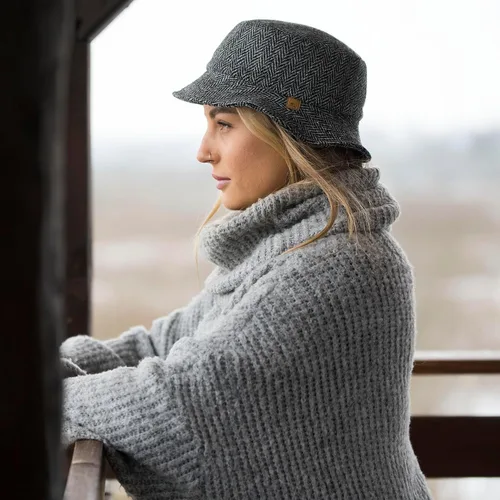 Vista 5 de Sterkowski Glen Sombrero de viaje Sombrero de pescador de tweed Harris para hombres y mujeres Sombrero de pesca cálido y elegante