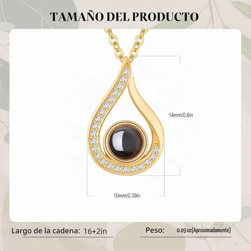 Vista 4 de Collar de Plata de Ley con Foto - Collar de Proyección con Foto Personalizada - Joyería Personalizada con Foto Oculta Dorado