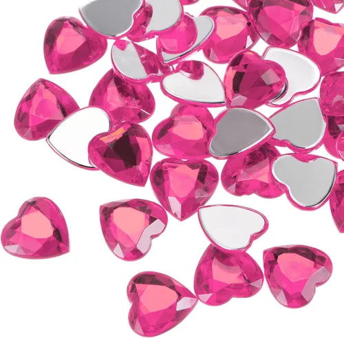 Vista 38 de MECCANIXITY 20 piezas de diamantes de imitación acrílicos de corazón de 0.787 pulgadas (0.787 in) con parte trasera plana, gemas de plástico