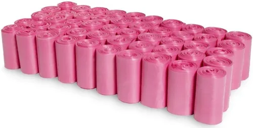 Vista 4 de 1000 bolsas de eliminación de desechos de mascotas con dispensador de recogida de bolsas rosadas perro caminando re-llenar limpiar, pooty roll-bag