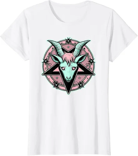 Vista 16 de Camiseta Kawaii Paste Creepy Goat Pentacle, Negro