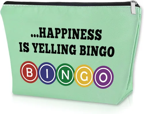 Vista 13 de Sazuwu Bingo Regalos Bolsa de Maquillaje Bingo Amantes Regalos Cosméticos Bolsa de Cumpleaños Regalos de Navidad Bolsa de viaje, Beige