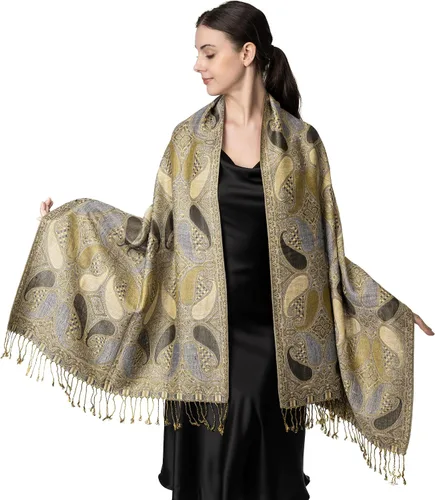 Vista 2 de Achillea Bufanda suave y sedosa de cachemira multicolor pashmina de doble capa