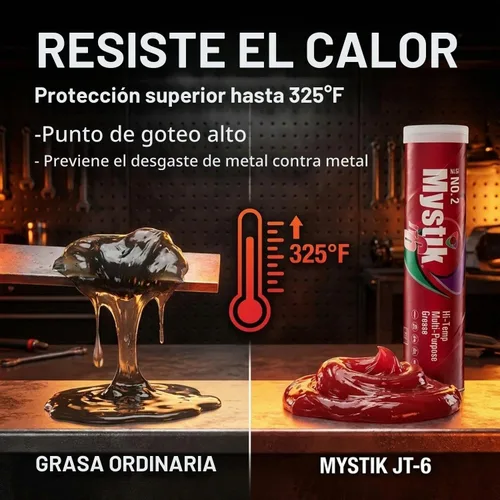 Vista 4 de Mystik JT-6 Tubo de grasa de alta temperatura para pistola de engrase, complejo de litio rojo multiusos, NLGI 2, grasa para rodamientos de rueda, 14