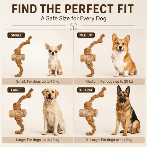 Vista 4 de Canophera Juguete masticable de madera y coco para perros para dientes y encías saludables, tamaño pequeño, todas las razas de perros