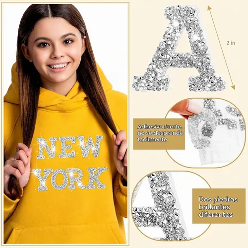 Vista 3 de Tigeen - 52 calcomanías de letras brillantes con diamantes de imitación