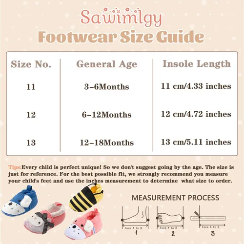 Vista 6 de Sawimlgy Pantuflas de dibujos animados para recién nacidos, para bebés, niños y niñas, suela antideslizante suave, suela antideslizante, zapatos