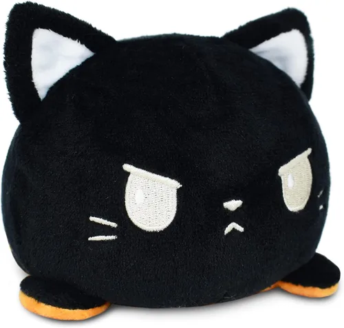 Vista 10 de TeeTurtle - Peluche reversible de gato siamés de 4 pulgadas Gato siamés feliz + enojado