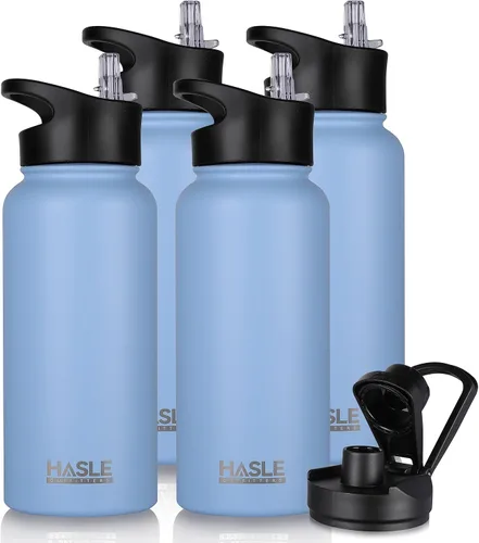 Vista 39 de HASLE OUTFITTERS Botella de agua aislada de 22 onzas, botella de agua de acero inoxidable de doble pared de boca ancha con tapa de popote y tapa