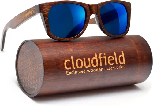 Vista 2 de Cloudfield Wood Frame Sunglasses for Men and Women with 9-Layer Polarized Lenses and Double Layer of UV Blocking Coating