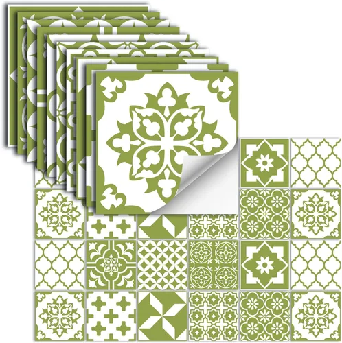 Vista 13 de 24 piezas – Azulejos para salpicaduras en muro para despegar y pegar, calcomanías de pared brillantes, impermeables, a prueba de aceite, calcomanías