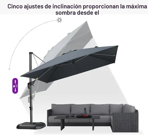 Vista 306 de PURPLE LEAF Paraguas al aire libre con base 8' x 8' protección solar verde Manzana Verde (Apple Green)