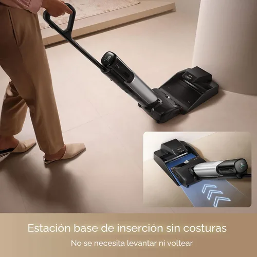 Vista 6 de Aspiradora en Seco y Húmedo Mova X4 Pro, 20000Pa Aspiradora Trapeadora Inalámbrica con Cero Enredos, Trapeado con Agua Caliente para Desórdenes
