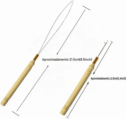 Vista 4 de Kit de herramientas para extensiones de cabello: 500 cuentas de silicona con microlíneas (negro) enhebrador de aguja de bucle, aguja de gancho