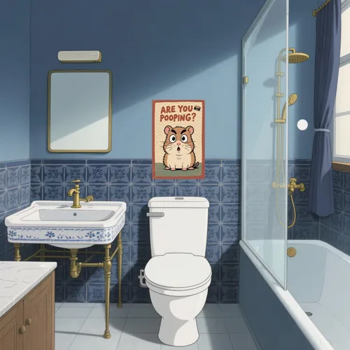 Vista 2 de BYZCLUBERI Retro Hamster Are You Pooping? Wall Decor - Camera Element Rodent Bathroom Art, Unique Hamster Decor in Bathroom, 8x12 Inch