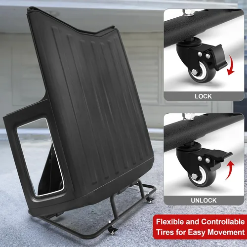 Vista 6 de Estante de almacenamiento para Jeep – Elevador de almacenamiento móvil para Jeep con ruedas de freno deslizantes, portaequipajes de techo duro