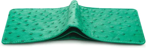 Vista 8 de Cartera de avestruz genuino piel de avestruz cuero verde para hombre