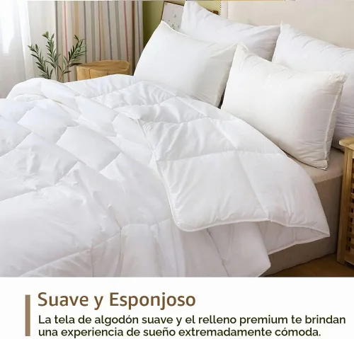 Vista 3 de DWR - Edredón cubierto con tela 100% de algodón, relleno alternativo al plumón, peso para todas las estaciones, tamaño Queen (88 x 88)