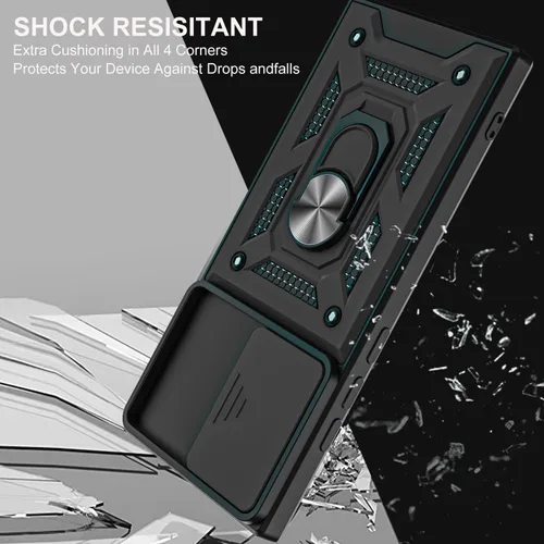 Vista 6 de Funda para Galaxy Note 20 Ultra, con protector de pantalla de TPU flexible autorreparable [2 unidades] y cubierta de cámara deslizante, soporte