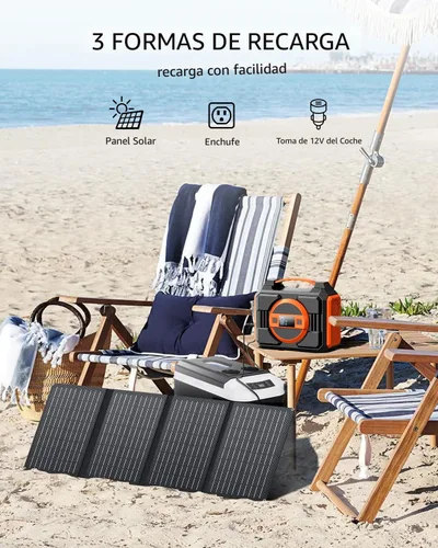 Vista 3 de Generador de Energía Solar de 300W Nominal, Estación de Energía Generador Solar Portátil con Paneles Solares de 40W Incluidos, Banco de Energía
