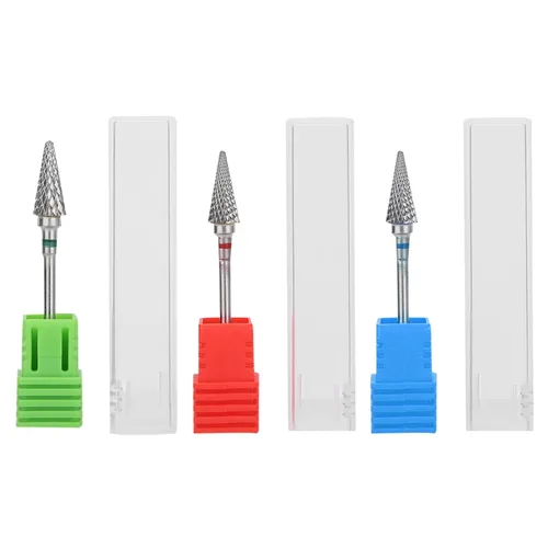 Vista 8 de Brocas para uñas, brocas de acero de tungsteno para manicura de manicura, cabezal de pulido de manicura de pedicura eléctrica, brocas de cono Azul