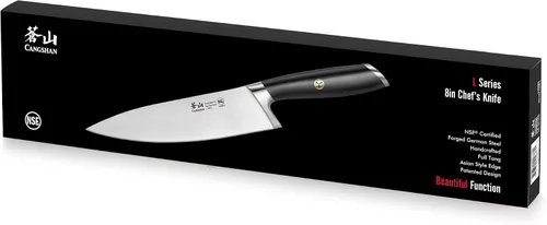 Vista 8 de Cangshan L Series 1026870 Cuchillo de chef forjado de acero alemán de 8" Negro